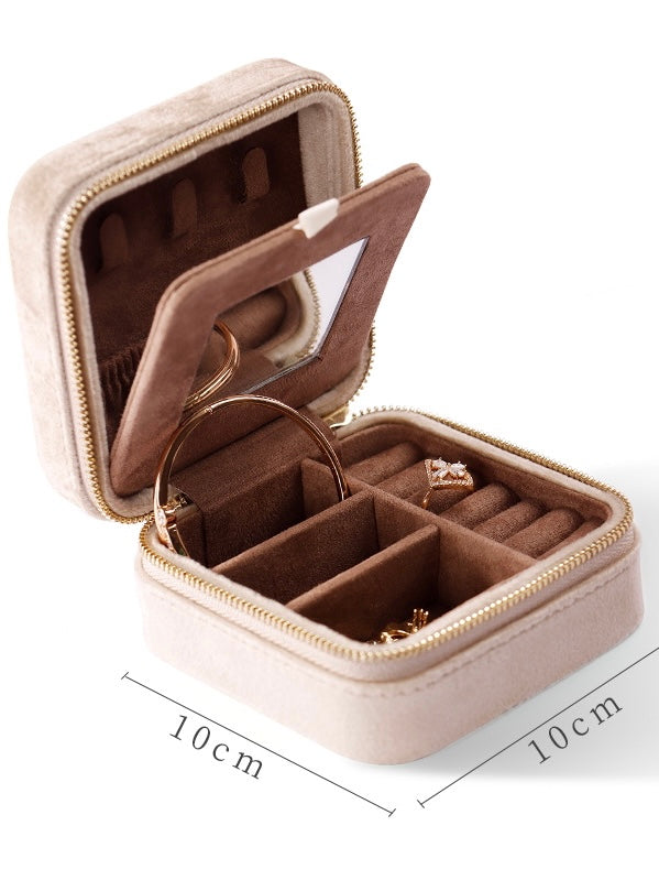  Plush Velvet Travel Jewelry Organizer Box