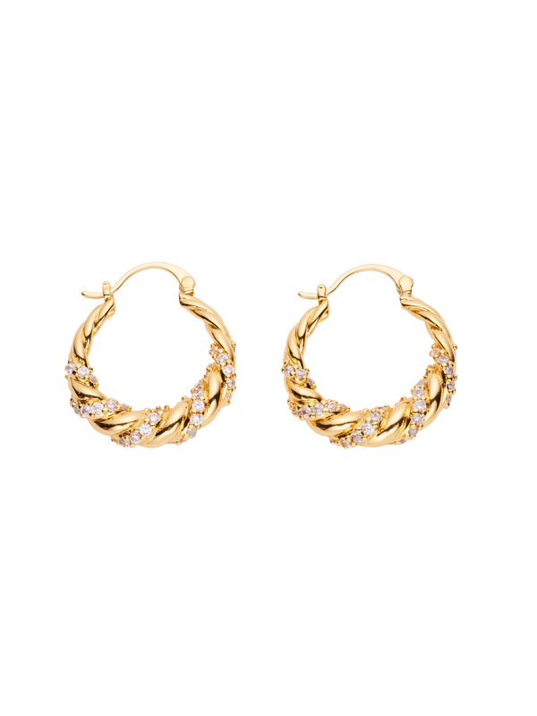 gold plated - zirconia twist braid hoops earrings Agatha