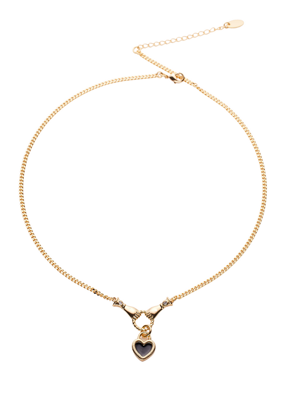 18k gold plated - heart hands necklace