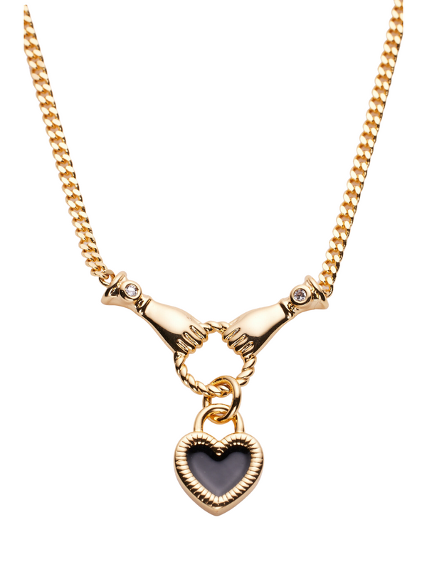 18k gold plated - heart hands necklace