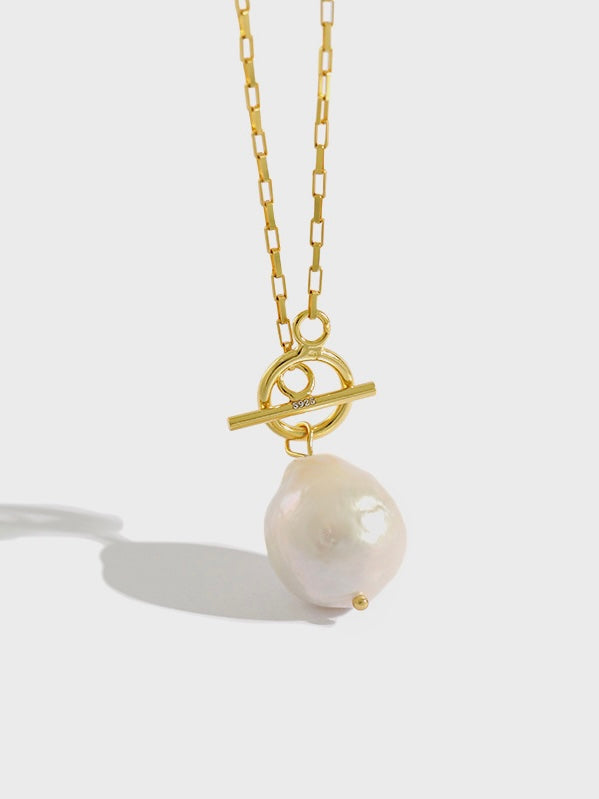 s925 sterling silver - baroque pearl pendant necklace 18k gold plated