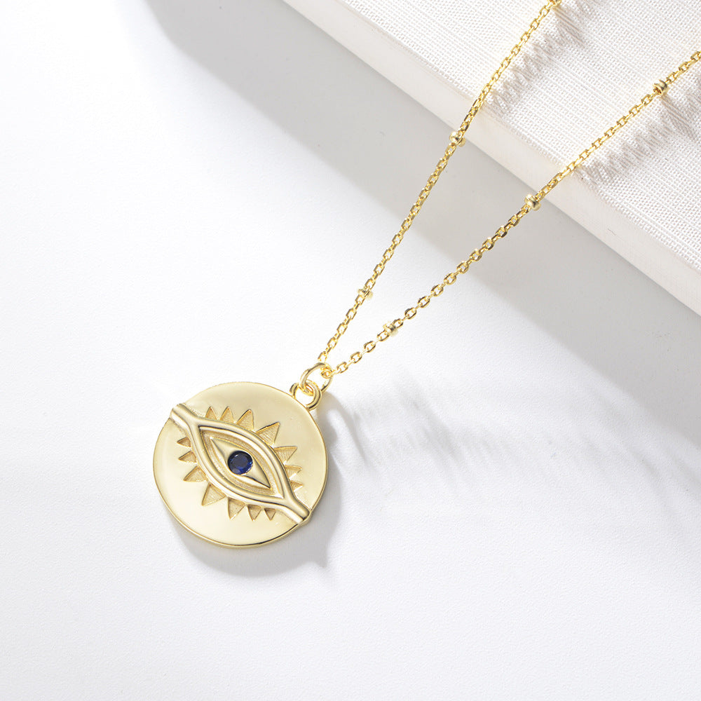 s925 sterling silver necklace Evil eye 18k gold plated