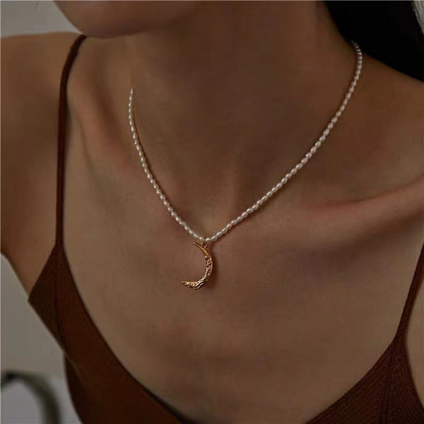 natural pearl necklace My moon 18k gold plated