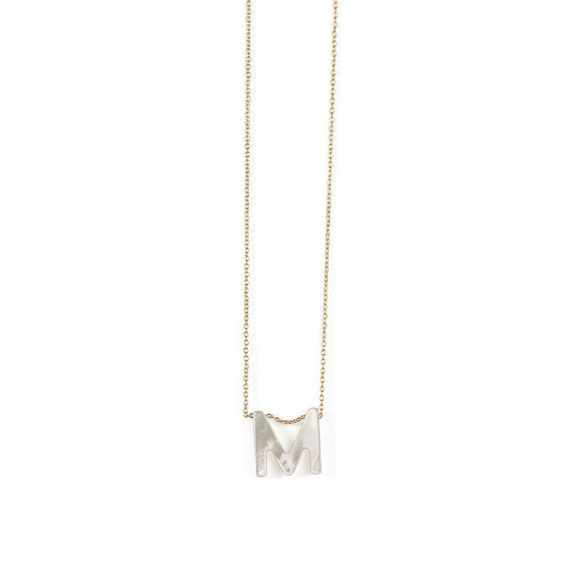 Nacre initial letter necklace