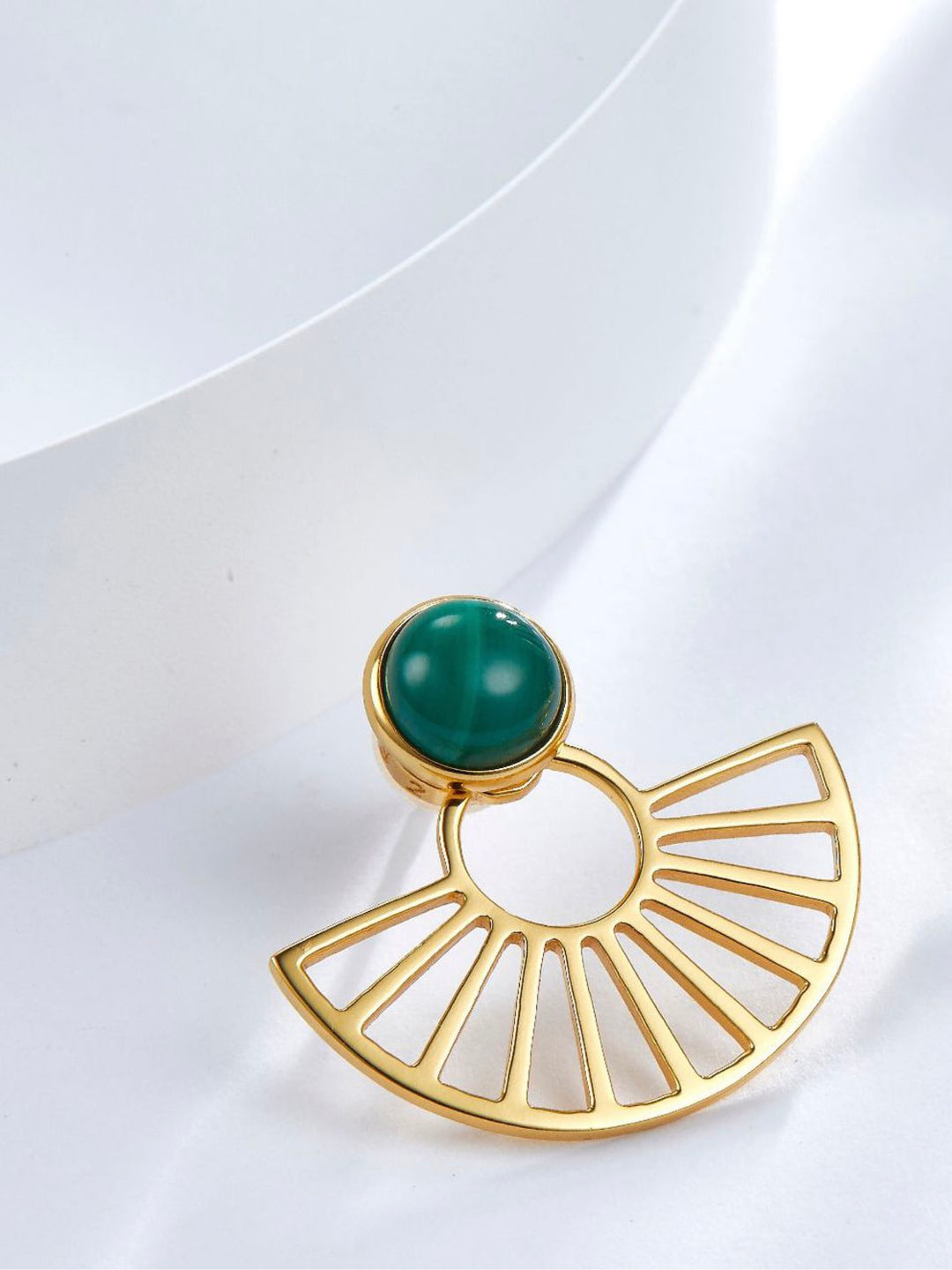 Malachite green Fan earrings 20k gold plated