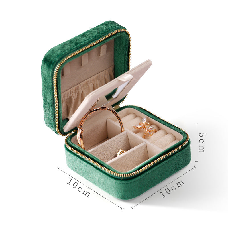 Plush Velvet Travel Jewelry Box Organizer