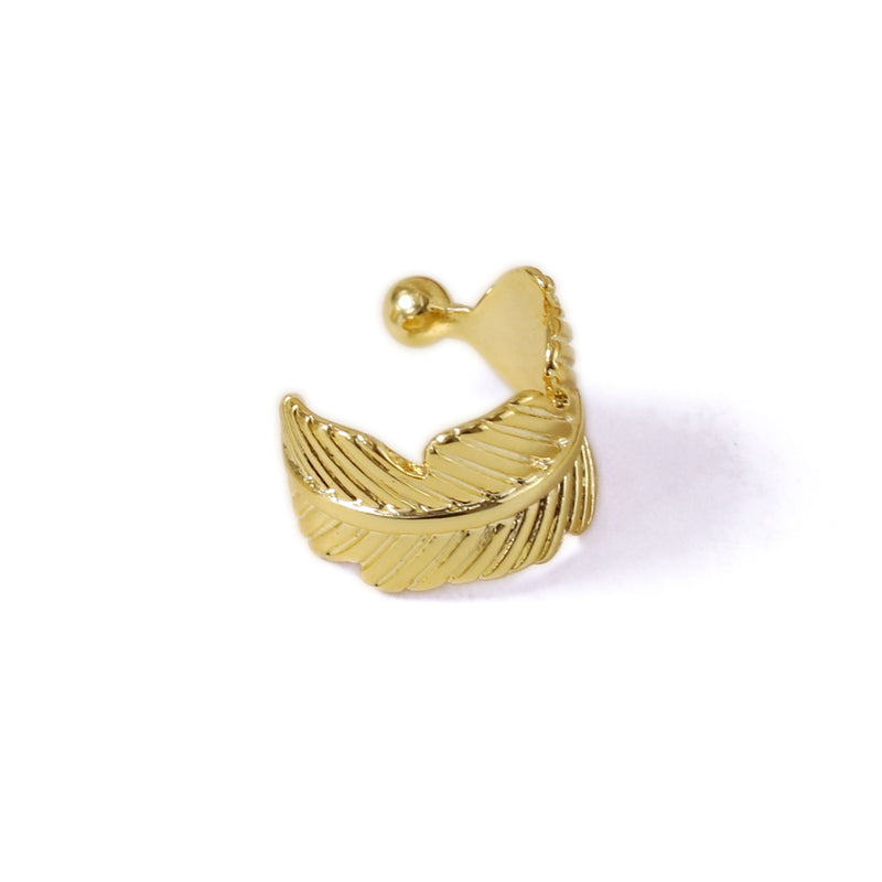 18k gold plated - ear bone clip Feather & Leaves