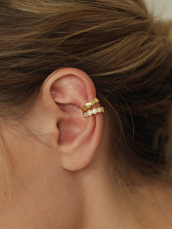 14k gold plated - honeycomb ear bone clip set