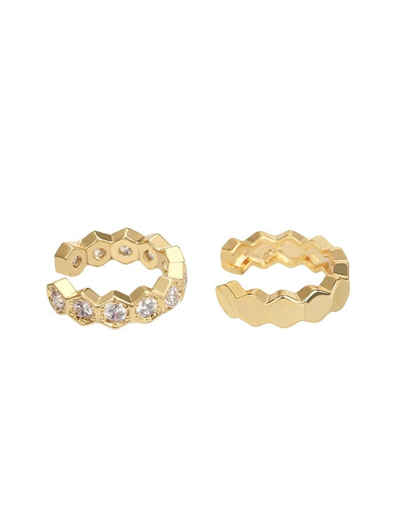 14k gold plated - honeycomb ear bone clip set