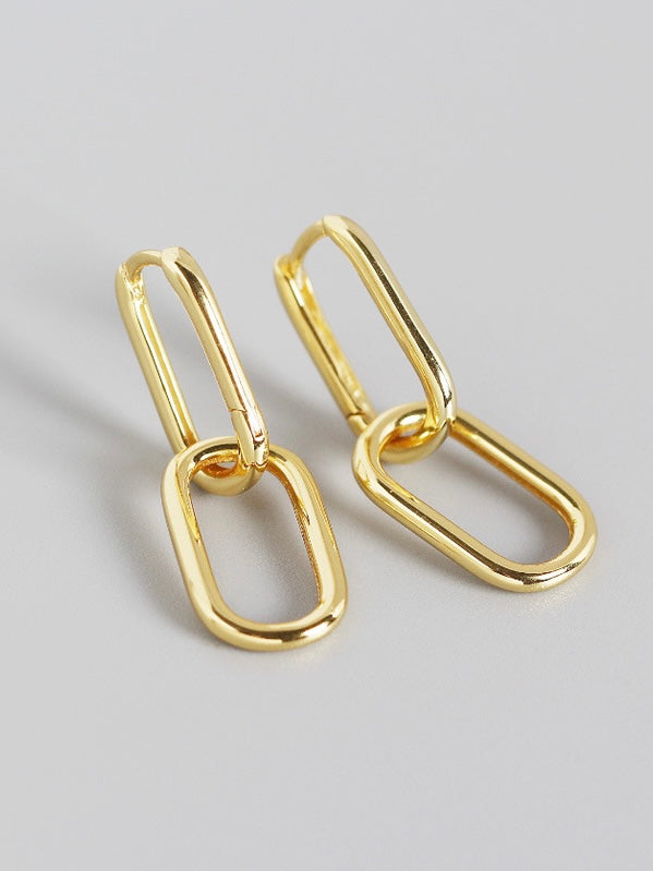 s925 silver - geometry double huggie earrings