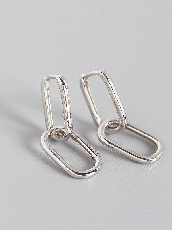 s925 silver - geometry double huggie earrings