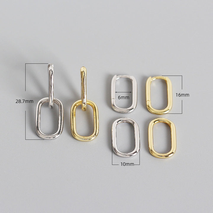 s925 silver - geometry double huggie earrings