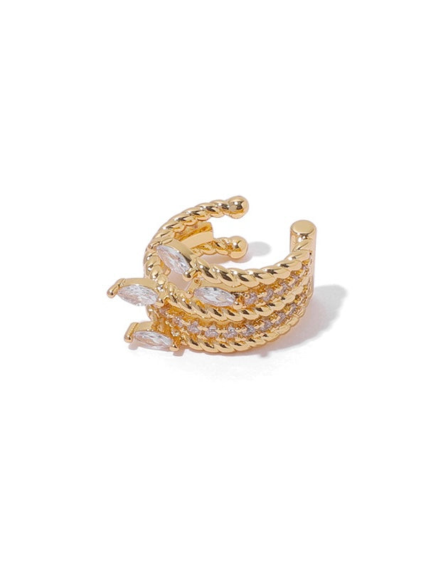 18k gold plated - zirconia multi layer ear bone clip