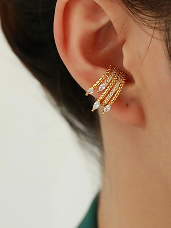 18k gold plated - zirconia multi layer ear bone clip