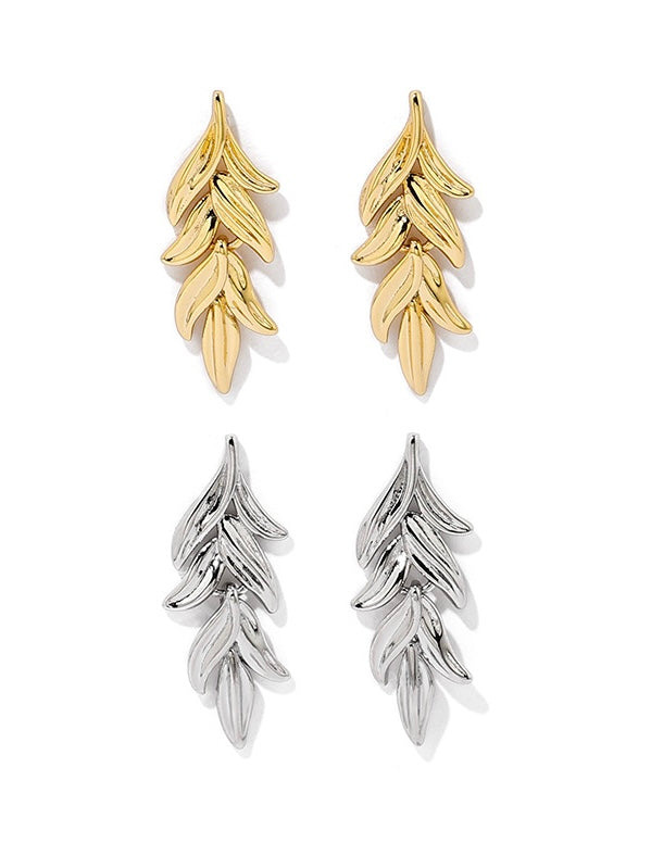 18k gold plated - leaves earring