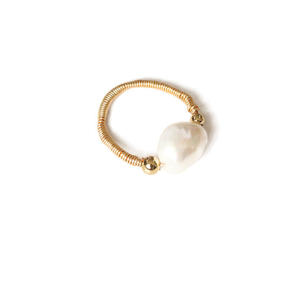 natural pearl wire wrapping ring