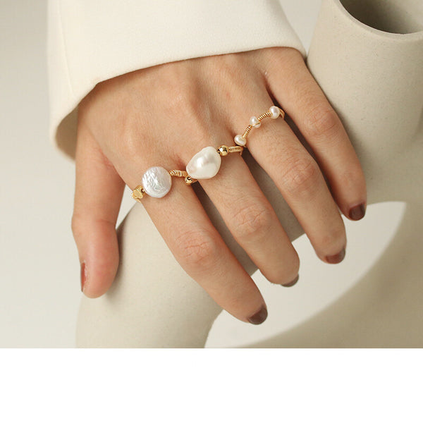 natural pearl wire wrapping ring