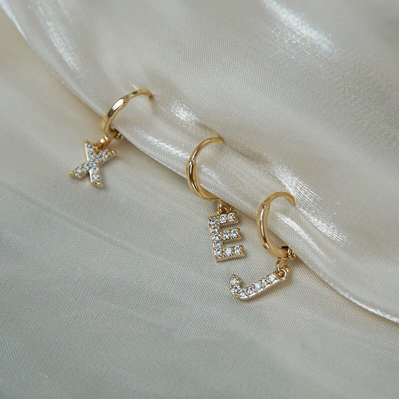 personalised gift idea initial earring 18k gold plated