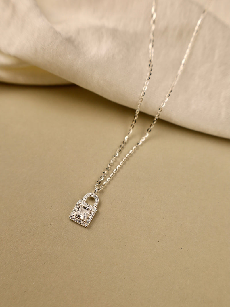 s925 sterling silver - mini lock necklace