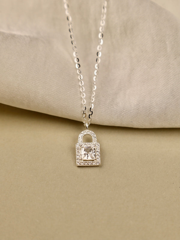 s925 sterling silver - mini lock necklace