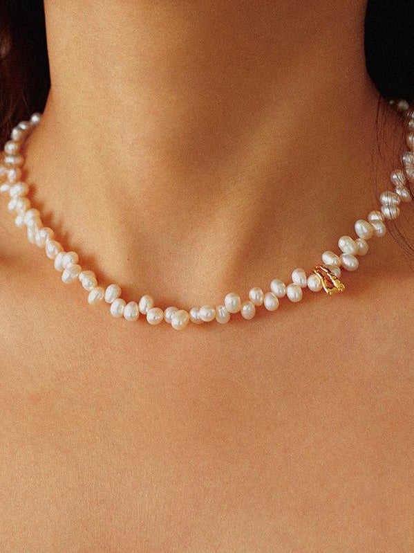 irregular shape freshwater pearl necklace Été