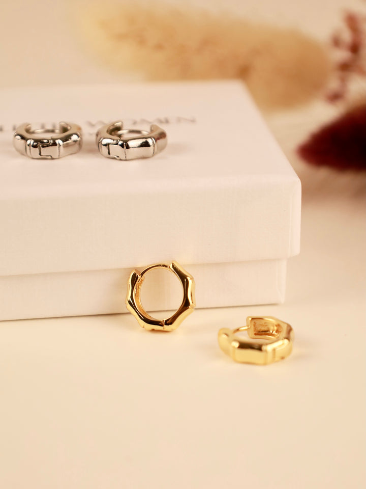 18k gold plated - hexagon huggies