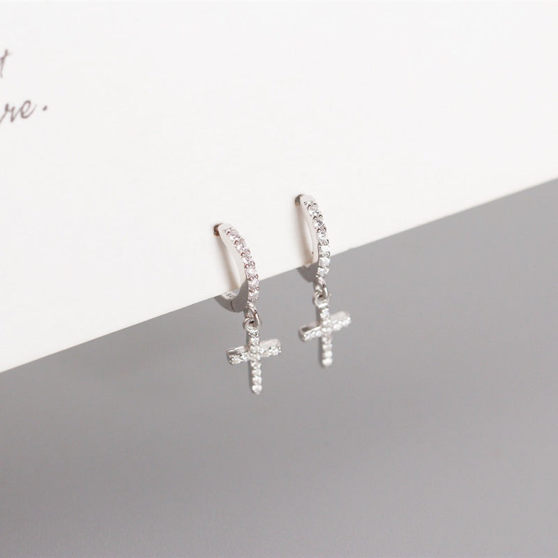 s925 silver earrings the Cross