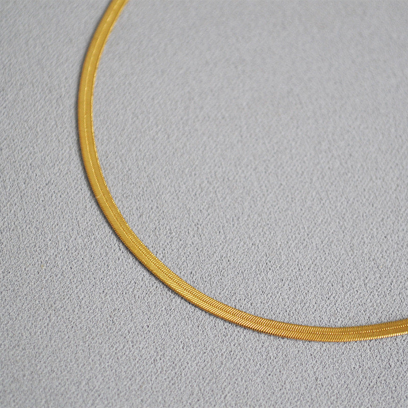 18k gold plated - flat snake chain necklace