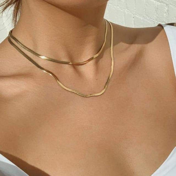 18k gold plated - flat snake chain necklace