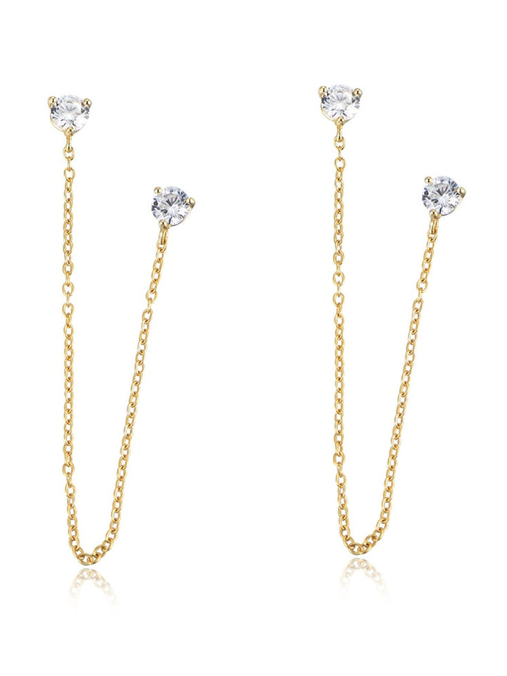 18k gold plated - double piercings earring chain