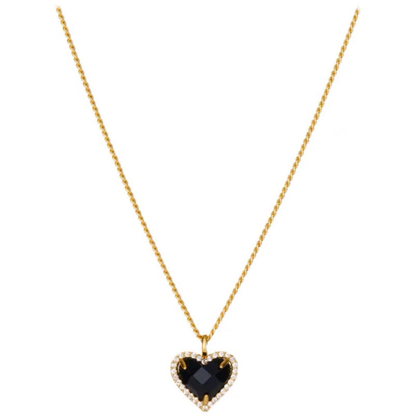 black crystal heart shape pendant necklace