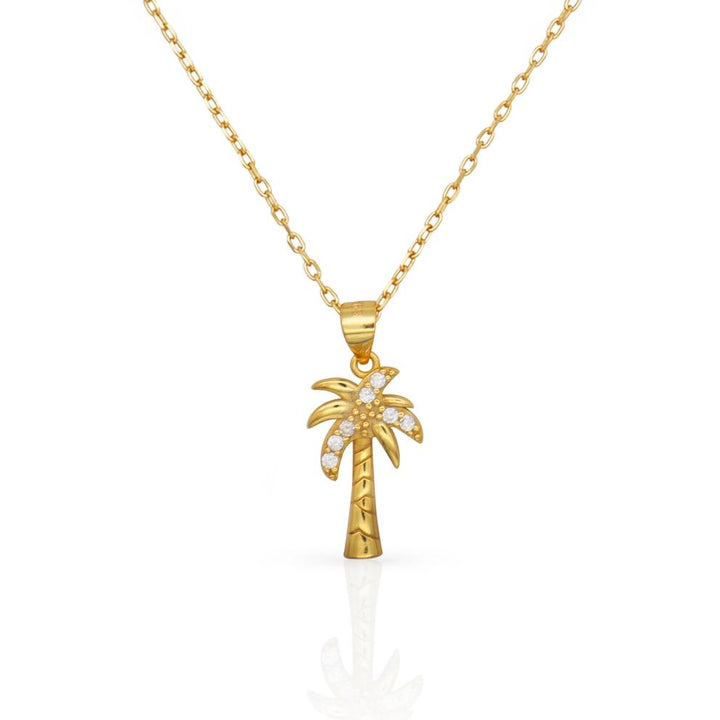 s925 palm tree necklace 18k gold plated