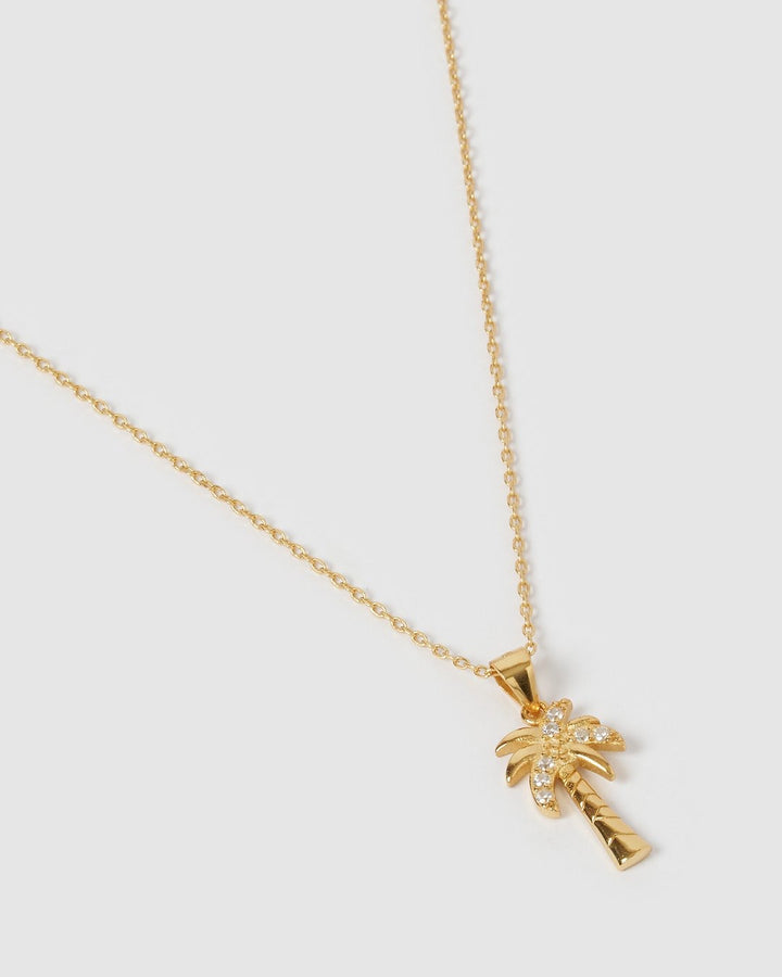 s925 palm tree necklace 18k gold plated