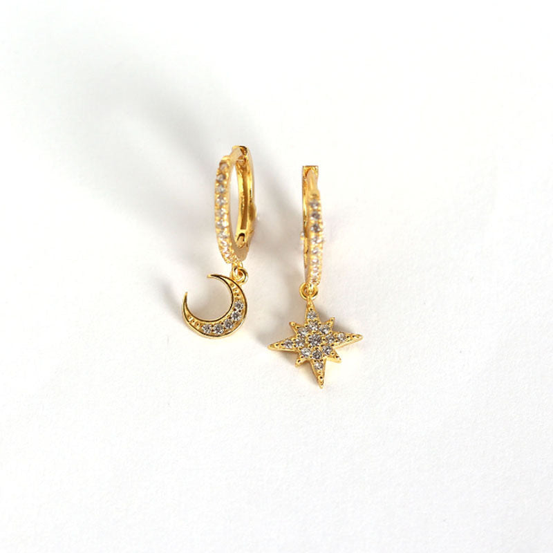 s925 sterling silver earrings star and moon