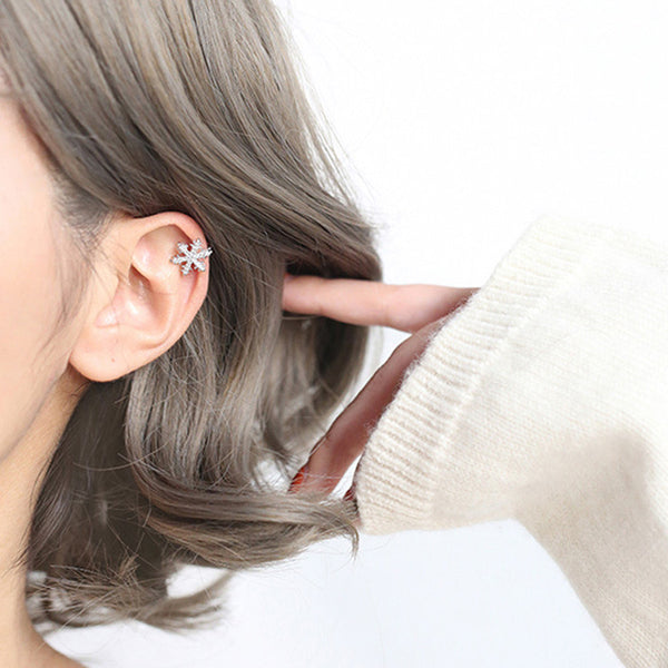 s925 silver snow flake ear bone clip