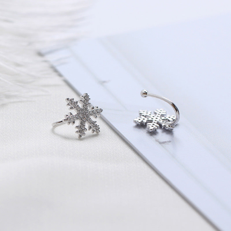 s925 silver snow flake ear bone clip