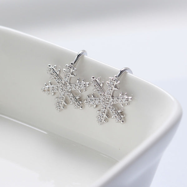 s925 silver snow flake ear bone clip