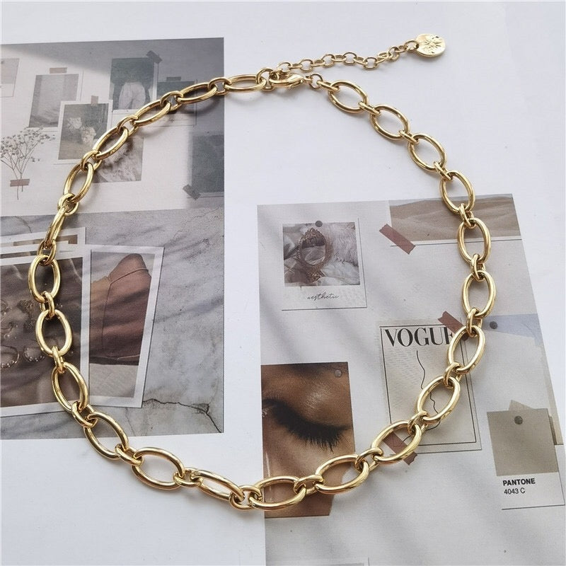 18k gold plated - oval link chain necklace