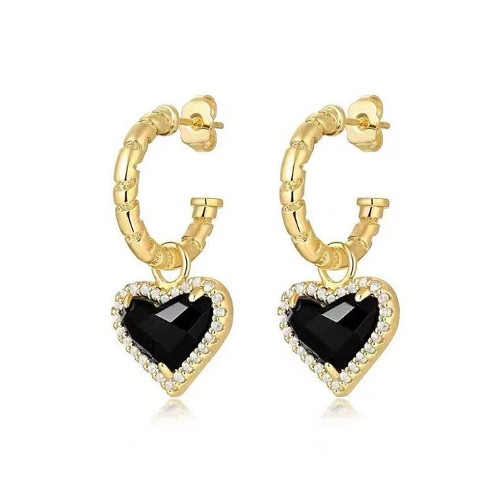 Heart hoop earrings in black