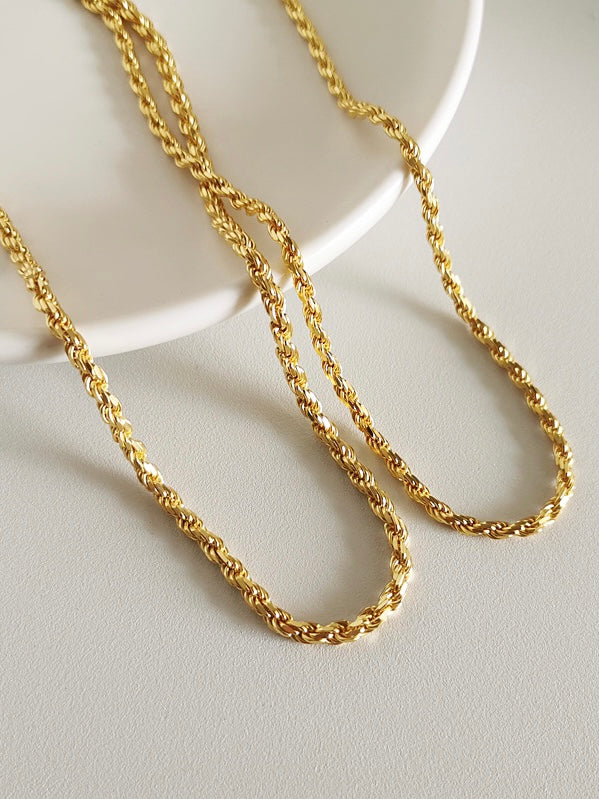 18k gold plated - twist chain choker necklace