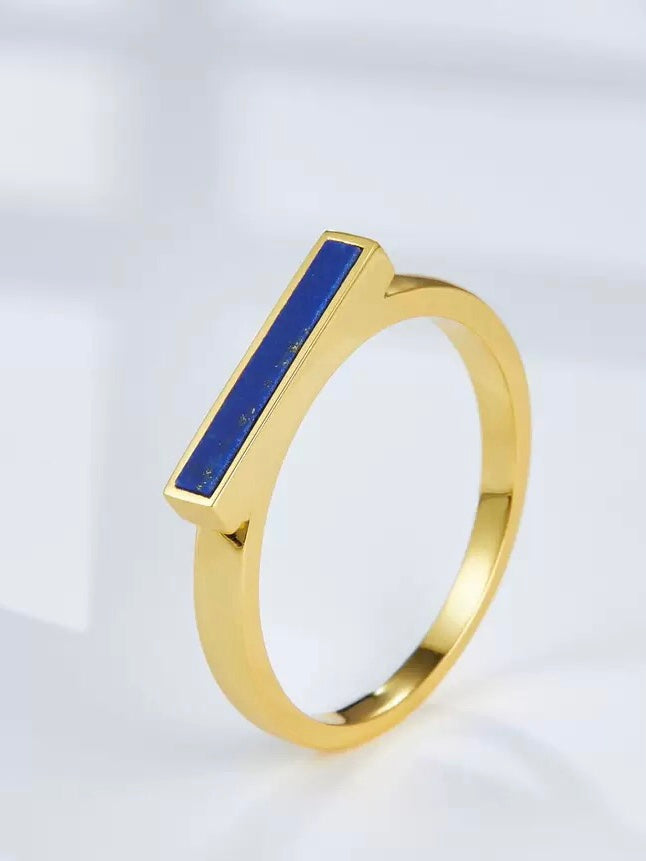 s925 sterling silver one line ring lapis lazuli