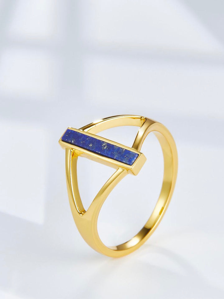 s925 sterling silver ring lapis lazuli 20k gold plated