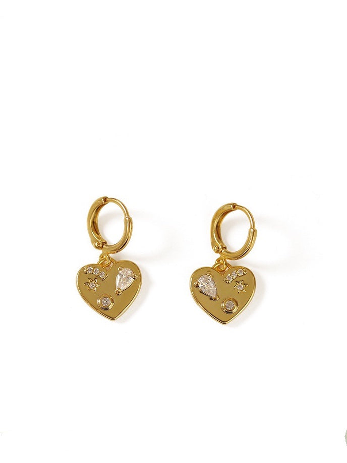 18k gold plated - heart zirconia  earrings