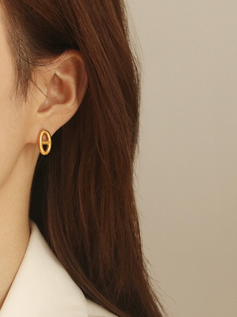 simple chain piece earrings 18k gold plated