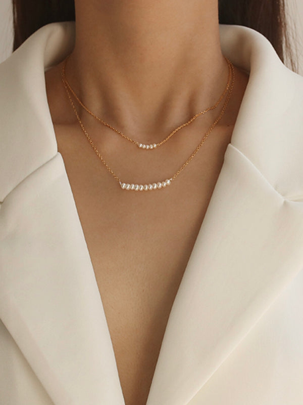 18k gold plated - Pearl line necklace