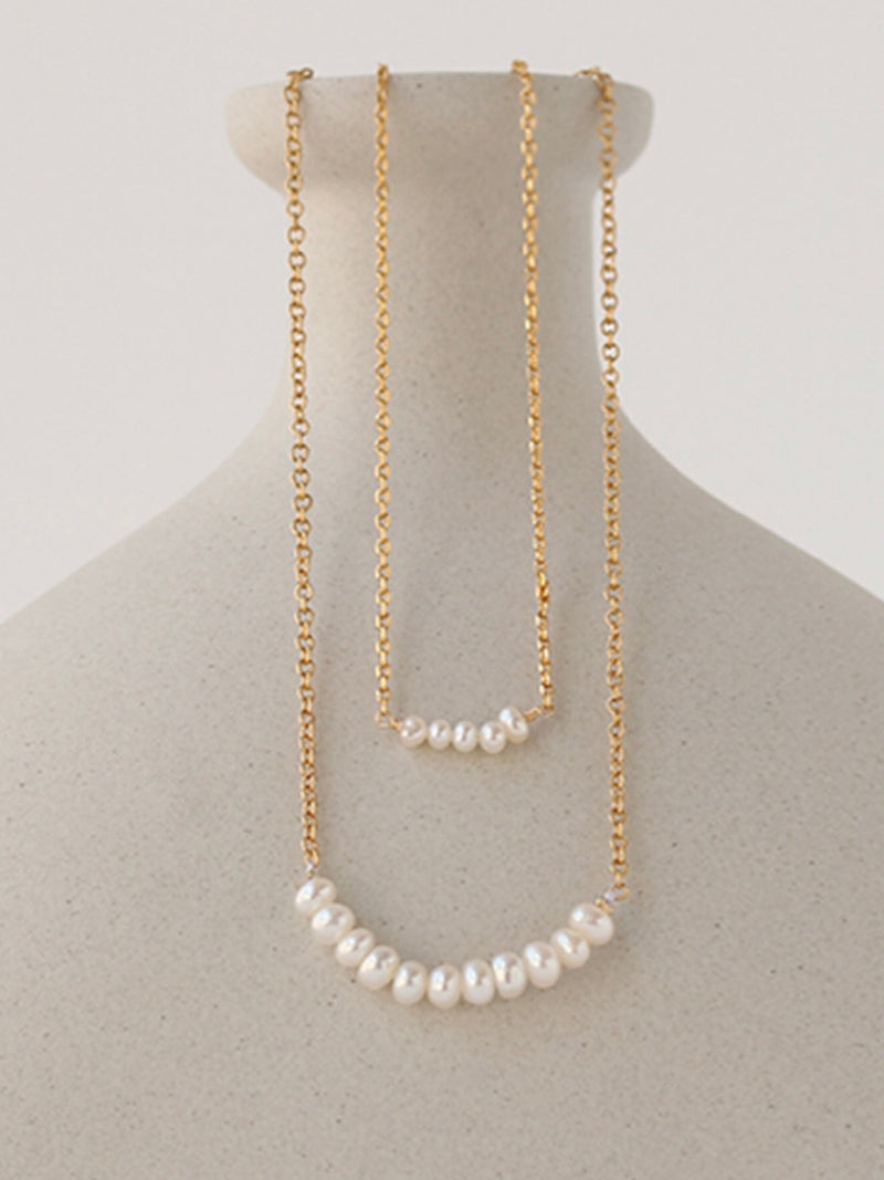 18k gold plated - Pearl line necklace