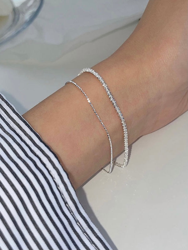 s925 sterling silver - double chain sparkle bracelet 4