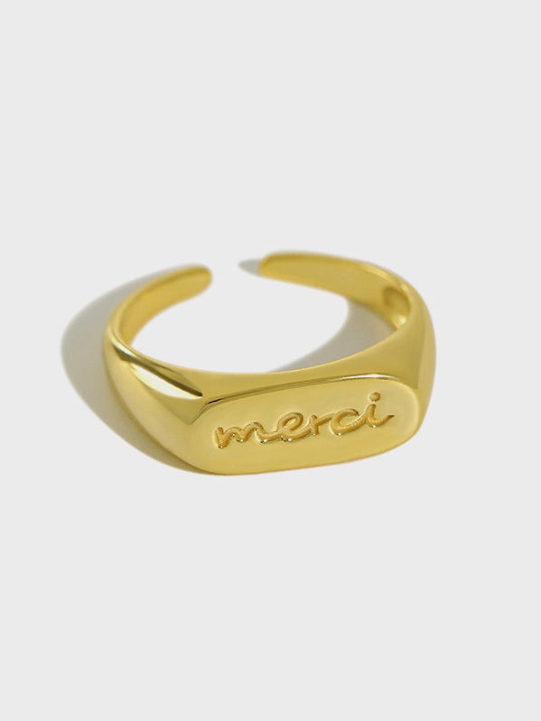 s925 sterling silver ring Merci 18k gold plated