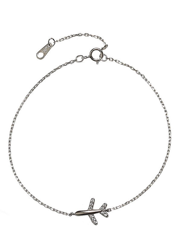 s925 sterling silver - fly with me airplane bracelet