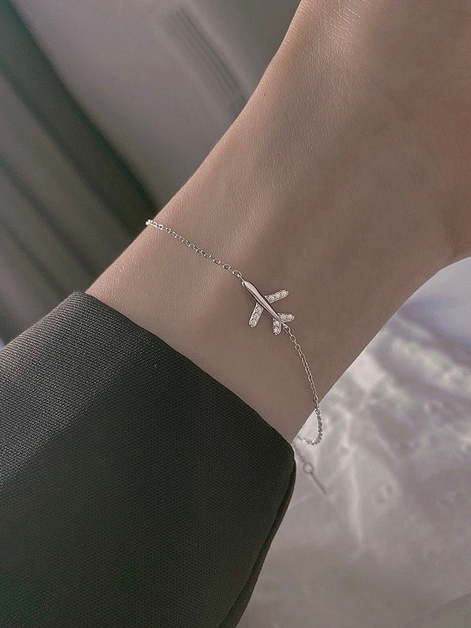 s925 sterling silver - fly with me airplane bracelet